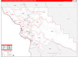 San Luis Obispo-Paso Robles-Arroyo Grande Metro Area Wall Map Red Line Style 2026